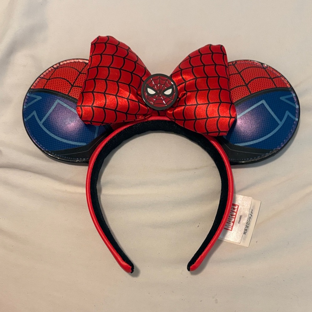 Marvel Spider-Man Ear Headband with Red Bow and Blue Accents